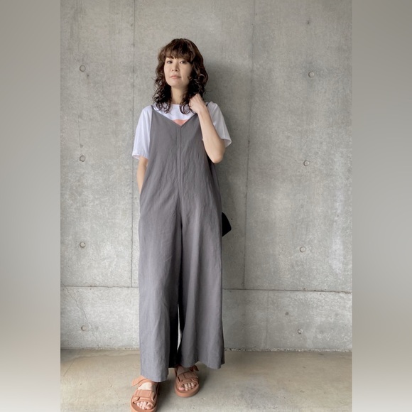 LINEN-BLEND CAMISOLE JUMPSUIT - Picture 1 of 2